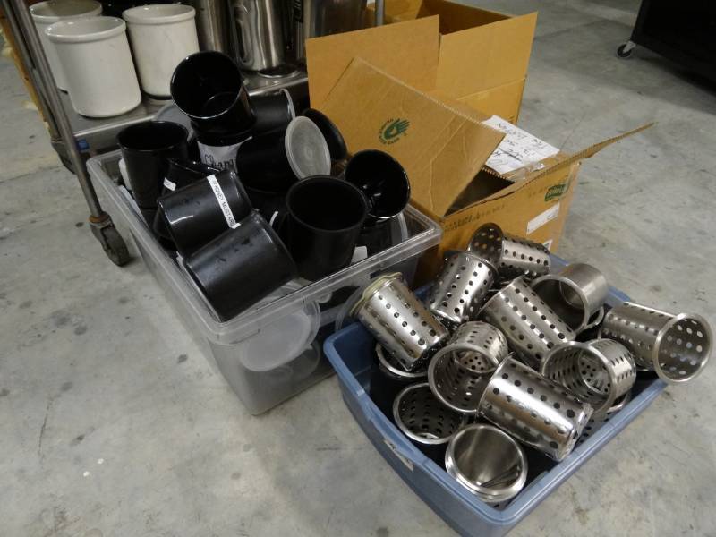 lot 9360 image: 3 boxes of Assorted Canisters and Juice Dispensers