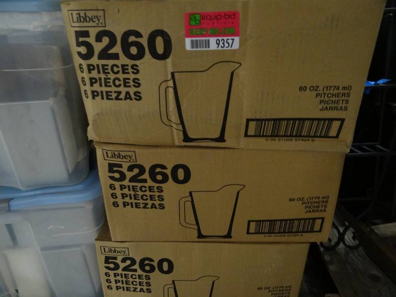 lot 9357 image: 3 Boxes of 6 Libbey Plastic Pitchers