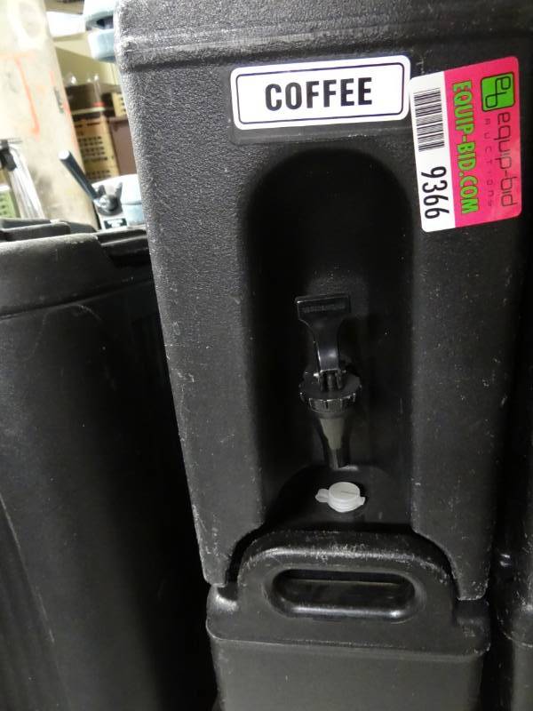 lot 9366 image: 2 Black Insulated Plastic Beverage Cooler Dispensers