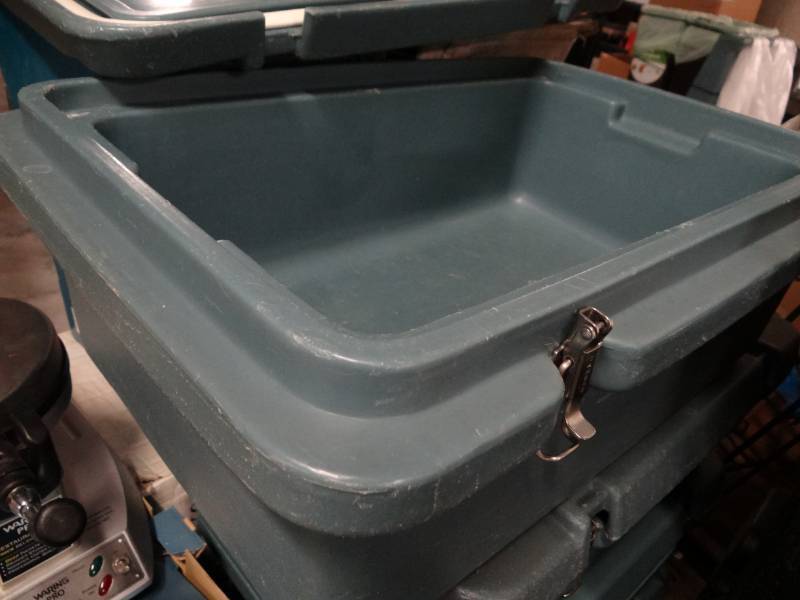 lot 9384 image: Gray Plastic Latching Box