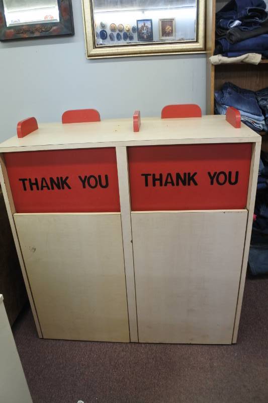 lot 3014 image: Dual Thank You Commercial Trash Can