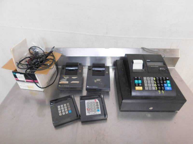 lot 2608 image: Royal Electronic Cash Register and 2 Verifone Printers and Card Swipers