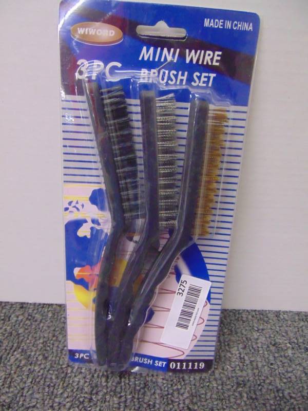 lot 3275 image: 3 pc Mini Wire Brush Set - New