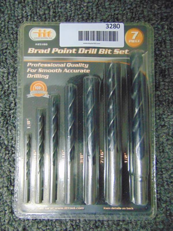 lot 3280 image: 7 pc. Brad Point Drill Bit Set - NIP