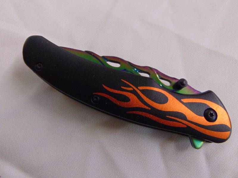 lot 3360 image: Darkside Orange Flame Spring Assist Pocket Knife -&nbsp NIB