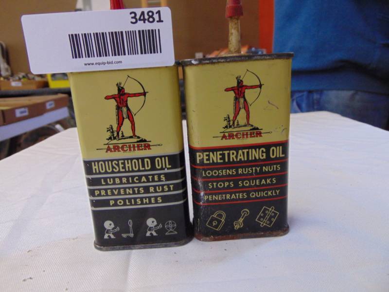lot 3481 image: LOT OF 2 ARCHER OIL CANS