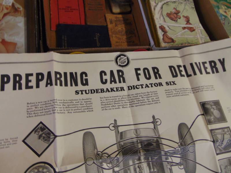 lot 3516 image: STUDEBAKER PREPARING CAR FOR DELIVERY DIAGRAM X 2 AND LUBRICATION CHART X 2