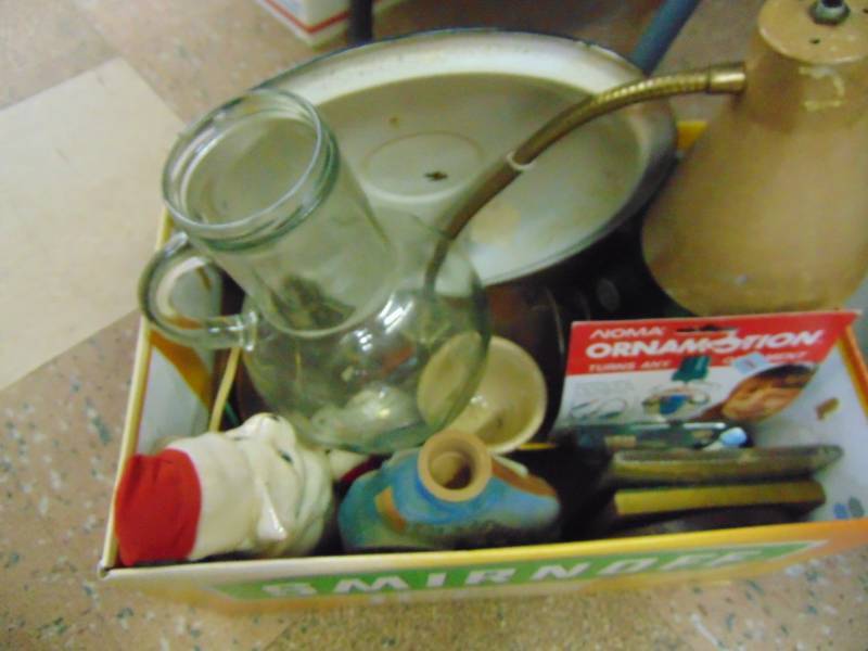lot 3710 image: LAMP, POT LID ETC