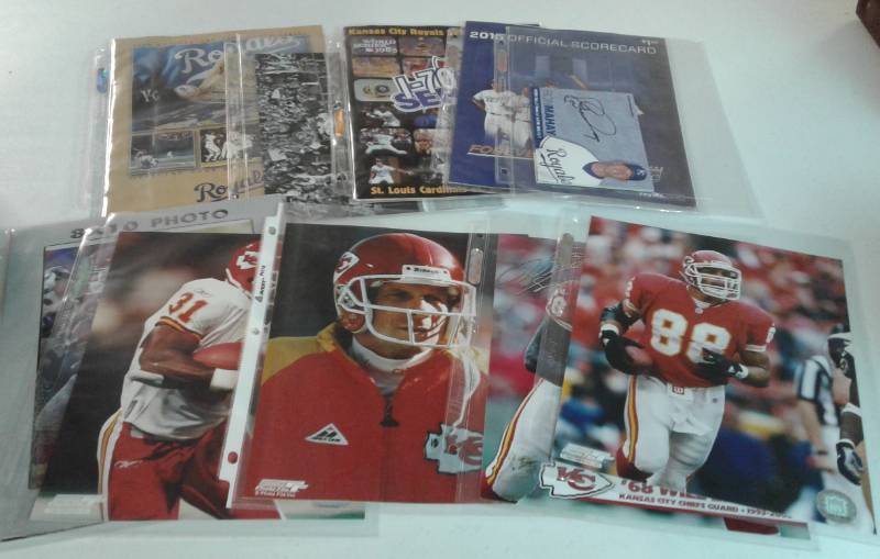 lot 1066 image: Large Collection of Photos & Magazines of Kansas City Chiefs & Royals Including Montana, Tony Gonzalez, Clipping of Final Out of 85 World Series & More