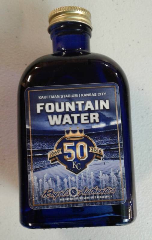 lot 1018 image: Official Kansas City Royals Kaufman Stadium Fountain Water Bottled with Major League Baseball Authentication Hologram