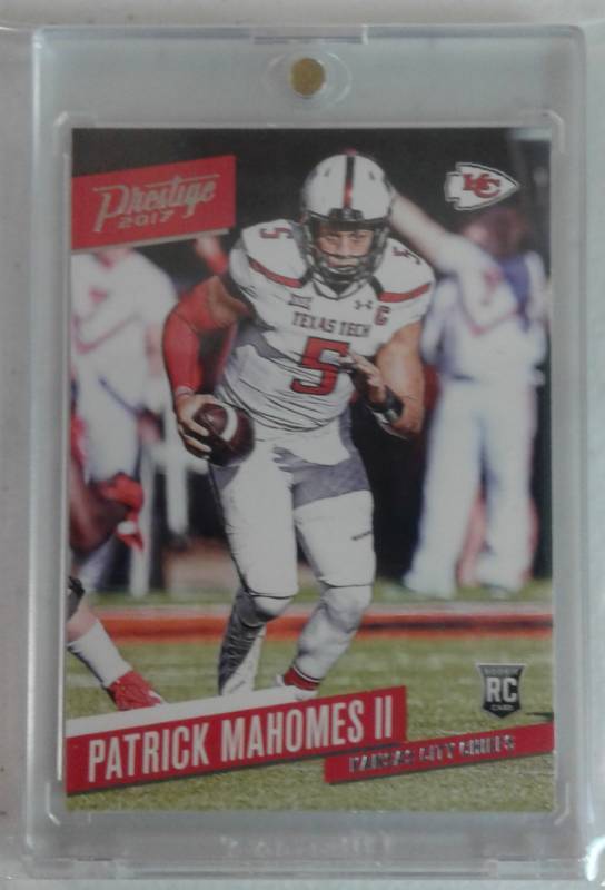 lot 1021 image: Mint 2017 Prestige Patrick Mahomes II Kansas City Chiefs Rookie Card #232 In Protective Magnetic Case