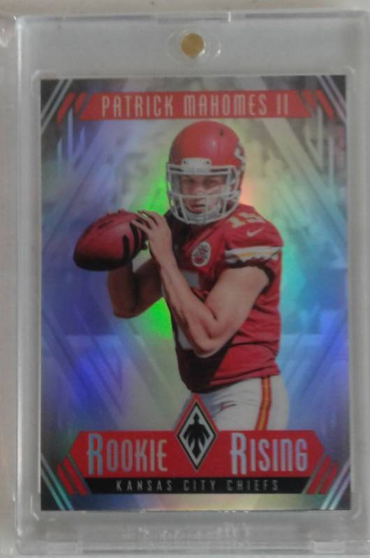 lot 1022 image: Mint 2017 Phoenix Patrick Mahomes II Rookie Rising Kansas City Chiefs Rookie Card In Protective Magnetic Case