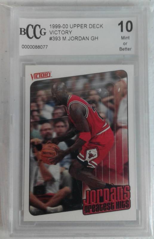 lot 1068 image: Professionally Graded BCCG Beckett 10 Near Mint or Better Michael Jordan Victory Basketball Card