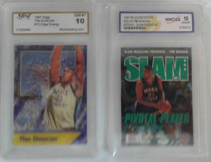 lot 1072 image: Two Professionally Graded Tim Duncan Basketball Cards with Rookie Card