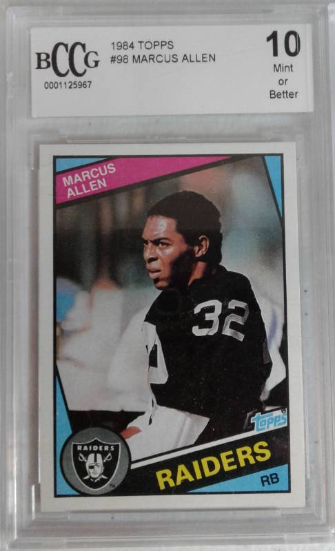 lot 1078 image: Three Professionally Graded Marcus Allen Football Cards by Beckett and PSA Raiders and Chiefs