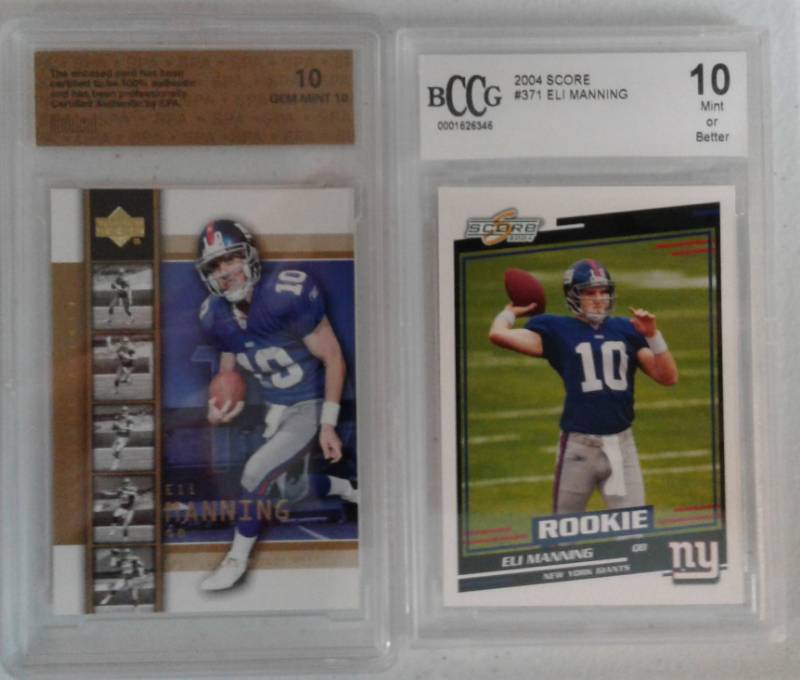 lot 1079 image: Two Professionally Graded Eli Manning Rookie Cards 2004 Score & Upper Deck Gold