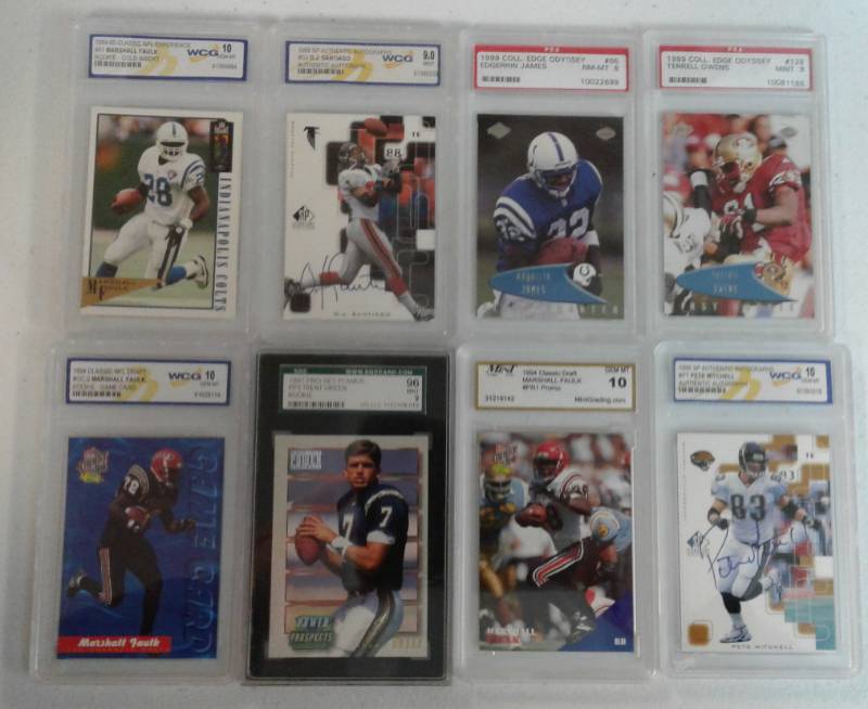 lot 1085 image: Eight Professionally Graded Football Trading Cards PSA, SGC, & More