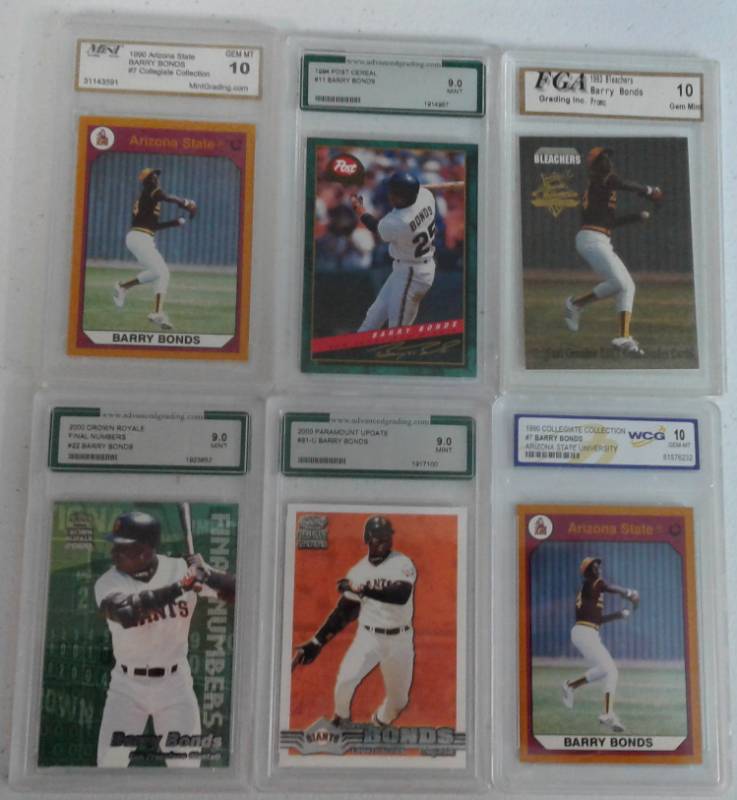lot 1107 image: Six Professionally Graded Barry Bonds Baseball Cards