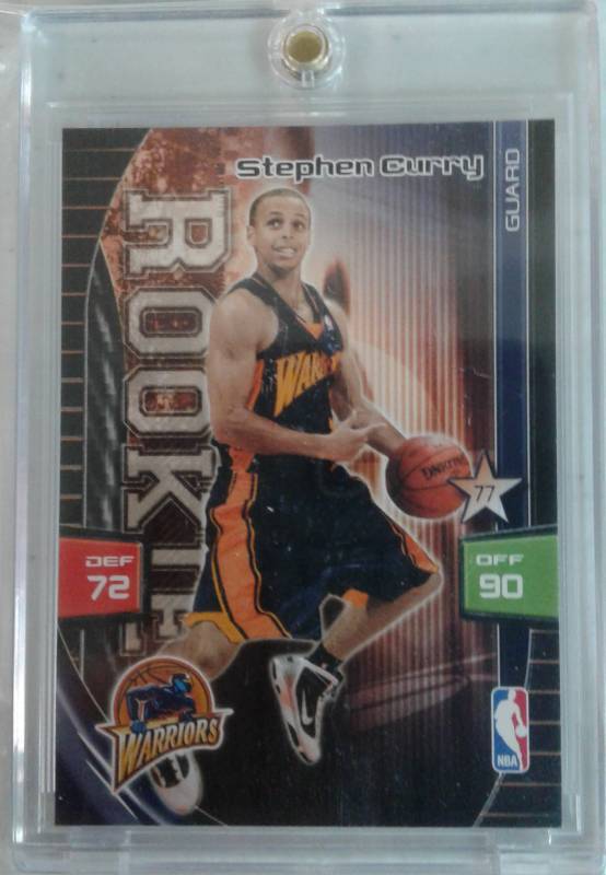 lot 1027 image: 2009-10 Panini Adrenalyn XL Stephen Curry Rookie Card Golden State Warriors in Magnetic Holder