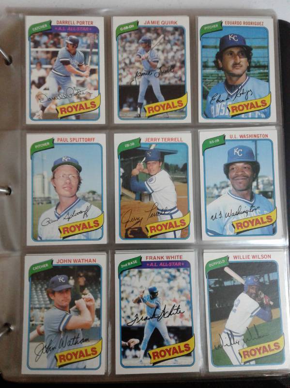 lot 1143 image: Massive Lot of about 700 1980 Topps Baseball Cards in Binder in MINT Condition - In Binder for Decades
