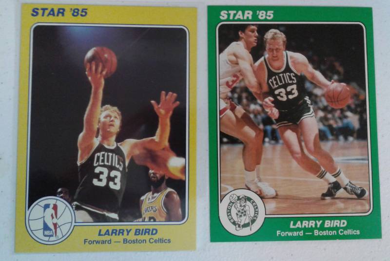 lot 1036 image: Two 1985 Star Larry Bird Jumbo 5x7 Basketball Cards in Near Mint Condition