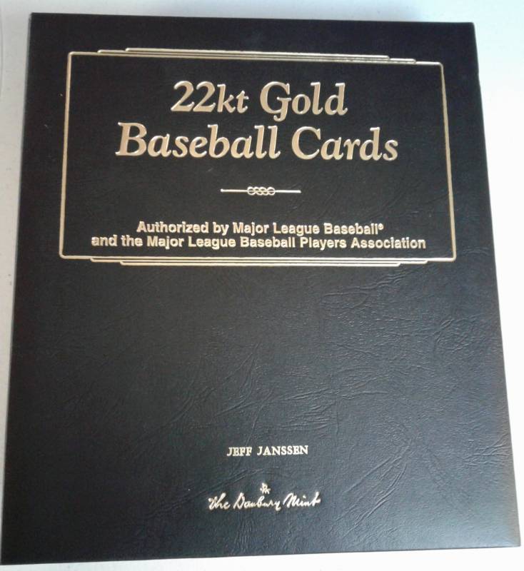 lot 1044 image: Danbury Mint 22kt Gold Complete 50 Baseball Card Set In Binder Complete Series with Derek Jeter, Ripken, Griffey Jr, Shoeless Joe Jackson, many more with all Pictured