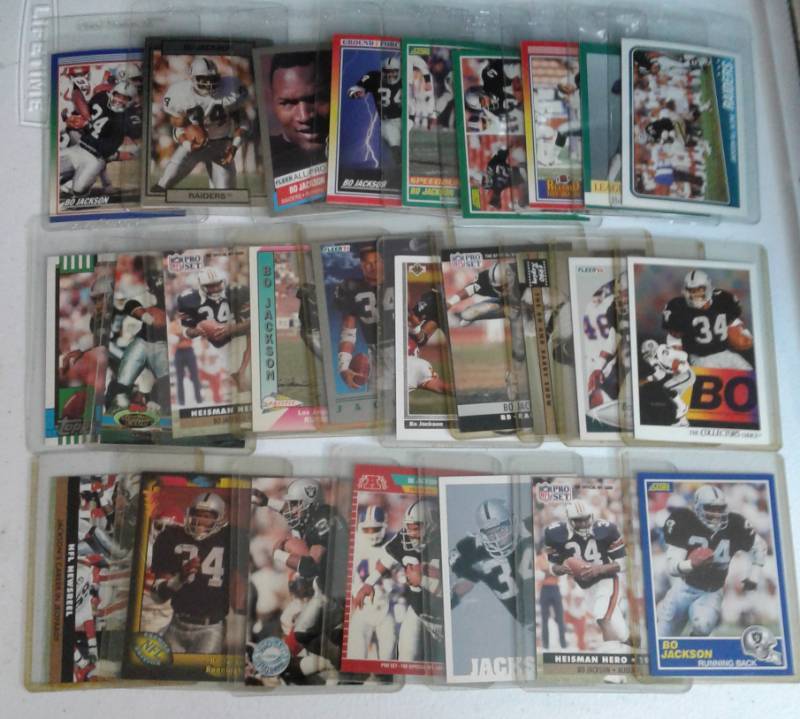 lot 1050 image: Huge lot of Bo Jackson Football Trading Cards Oakland Raiders