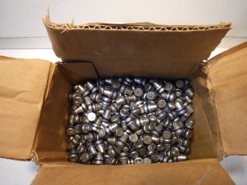 lot 1242 image: Box of 470 Two Alpha bullet co brand reload supplies for 45mm