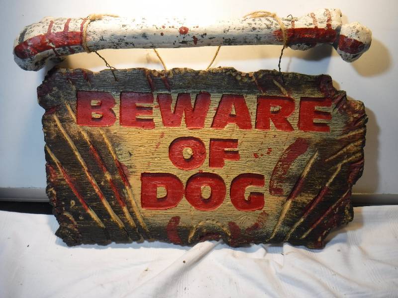 lot 1281 image: Beware of dog sign with giant bone