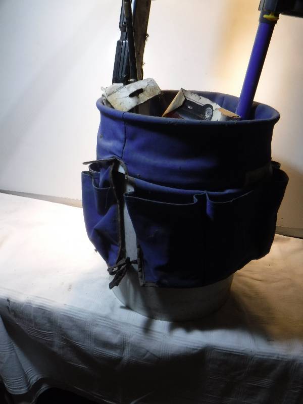 lot 1293 image: Tool bucket bag with various items including a crossman 760 part