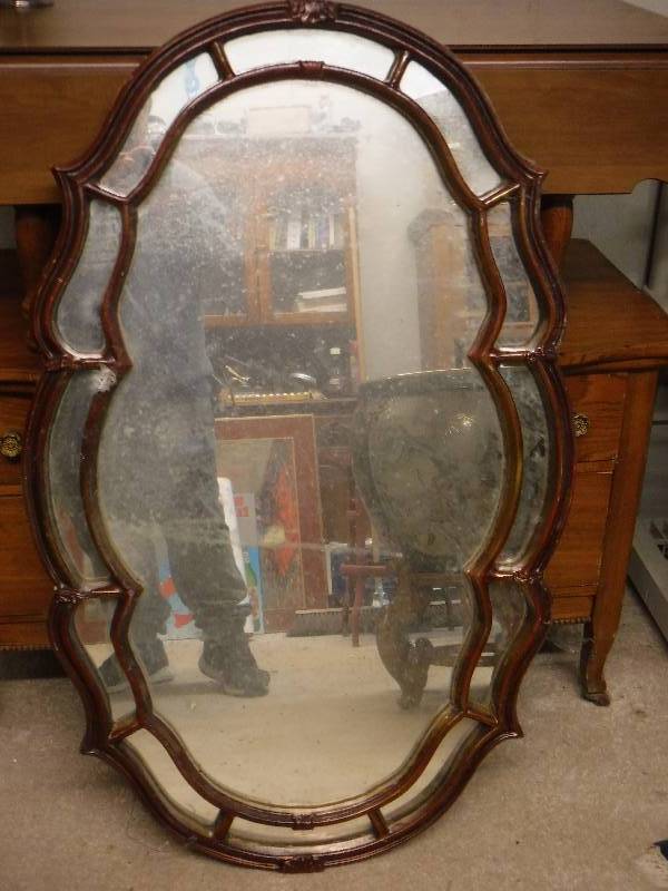 lot 7402 image: Large ornate wood framed mirror