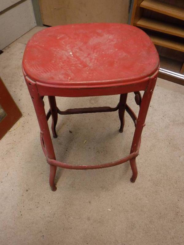 lot 7410 image: Red metal stool