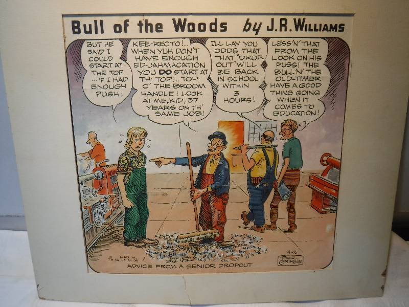 lot 7540 image: Bull of the woods by JR Williams cartoon matted picture