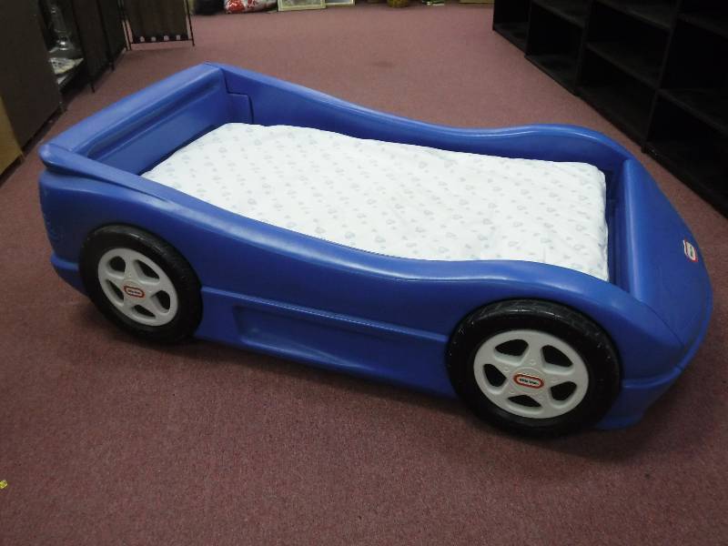 Blue Little Tykes Race Car Bed With Mattress Toddler Bed Estore