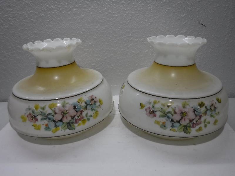 lot 7209 image: Large milk glass lamp shades