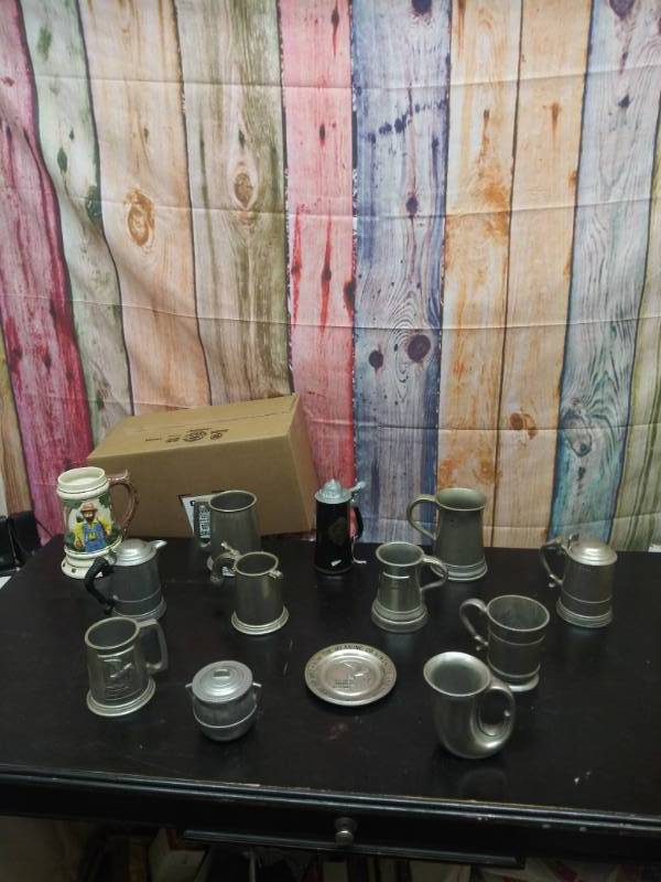 lot 3161 image: Collection of 11 Jonathan Livingston Seagull Pewter Beer Steins  Mugs Plus A Few More Collectible Mugs