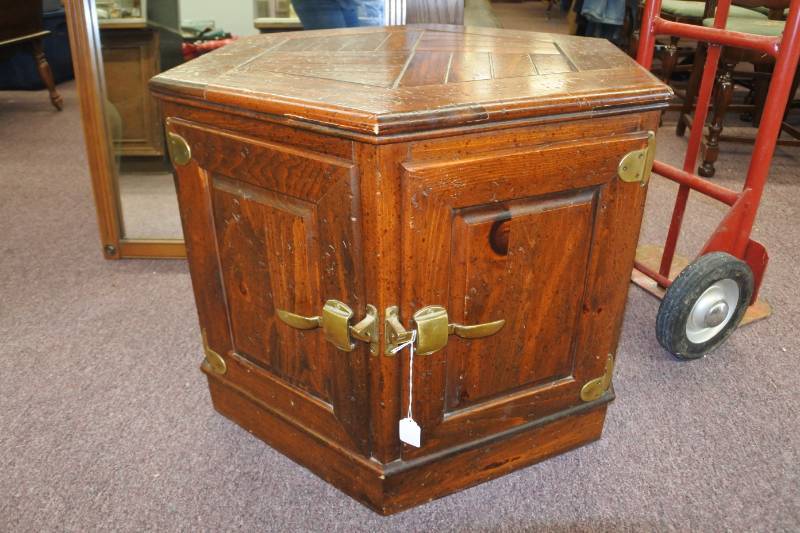 lot 1105 image: Vintage Hexagon Side Table with Stow Away Below