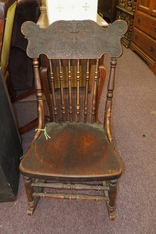 lot 1123 image: Carved Dragon Designed Wooden Rocking Chair