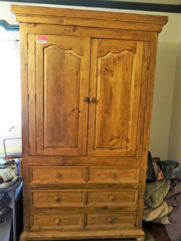 lot 9466 image: Solid Natural Wood Armoire
