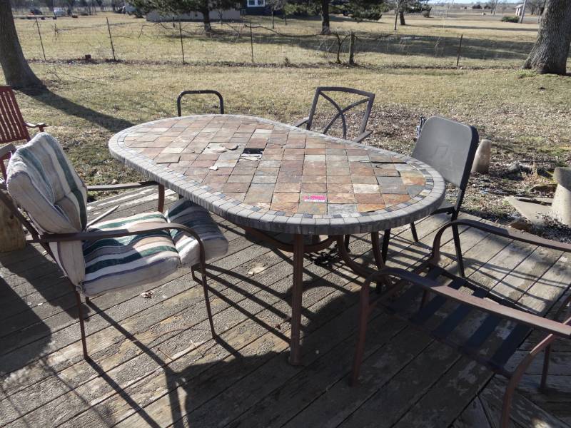 Slate Tile Top Patio Table And Chairs Rush Wellsville Farm And