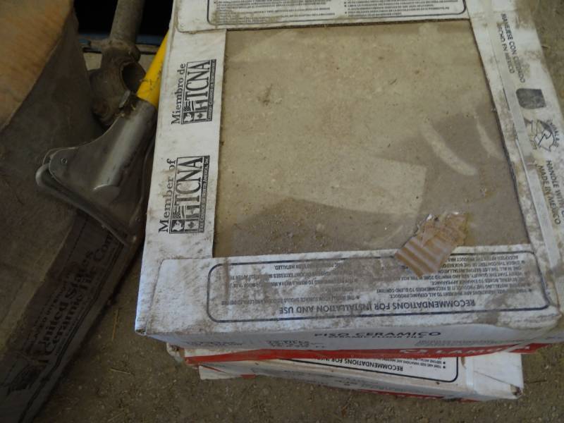 lot 3893 image: Floor tile, sandpaper, and various items,