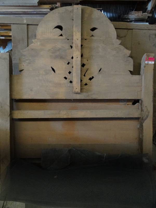 lot 3911 image: Wood-carved Headboard - Horse-head and Lattice Design, and Wood Window with Unique Wood Design