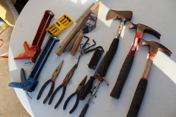 lot 1137 image: Lot of Tools - Hammers, Pliers and Caulking Guns