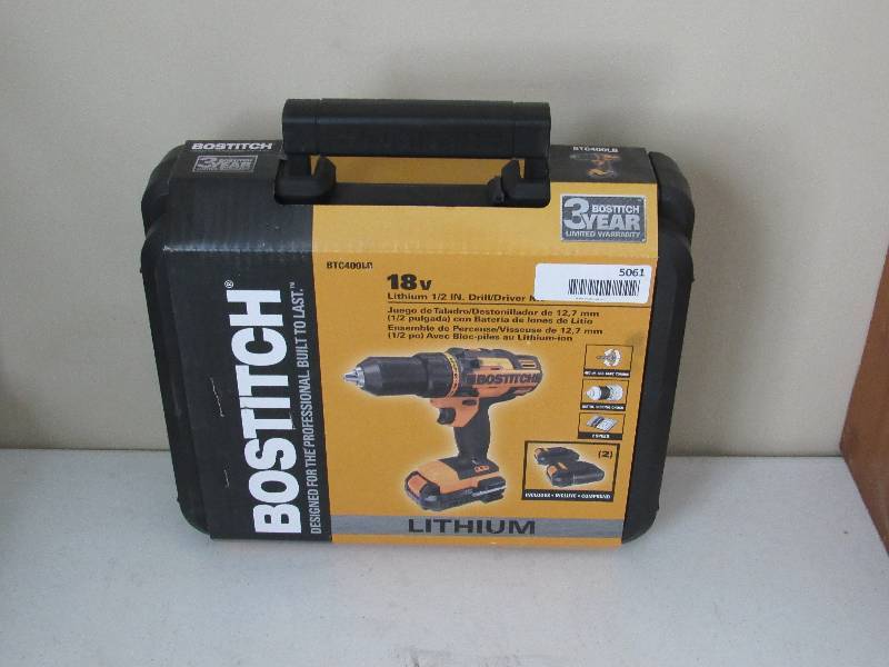 lot 5061 image: New 18V Bostitch Lithium Drill - 2 Batteries, 1 Charger