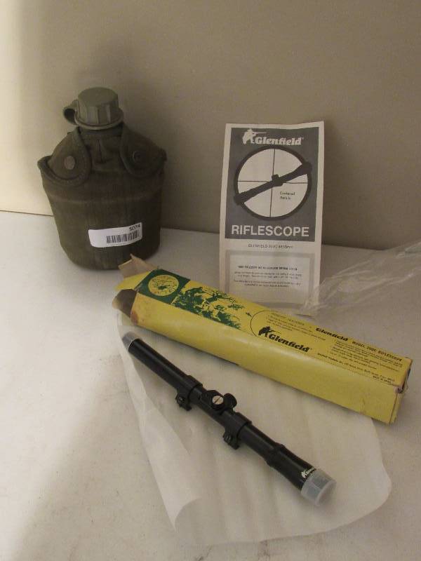 lot 5074 image: Glenfield 4 Power .22 Scope & Drinking Cantine