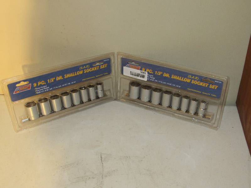 lot 5081 image: 2 - 9pc 12 Drive Shallow Socket Set - 12-1516