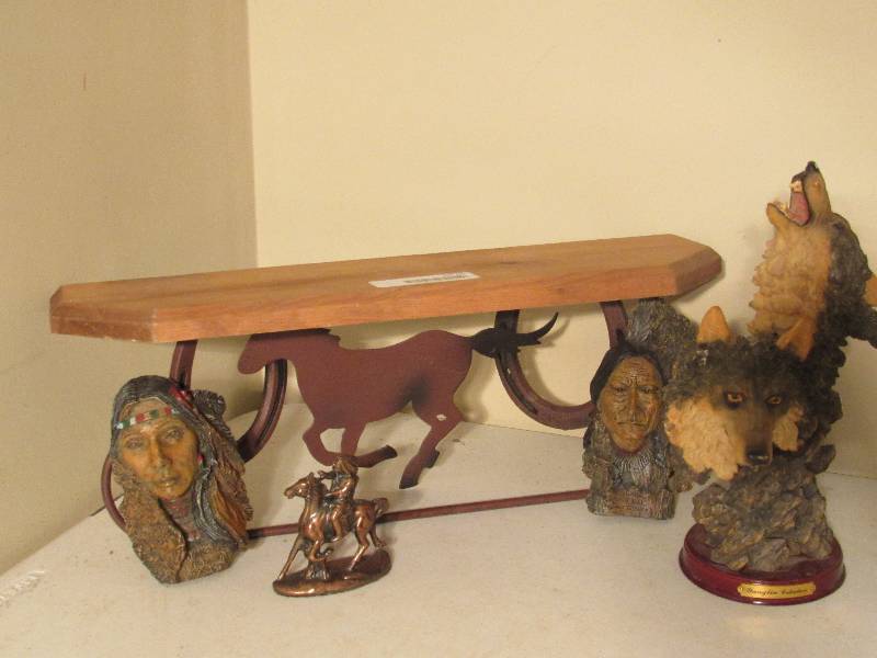 lot 5115 image: Wolf Decor, Native American Decor & Horseshoe Shelf