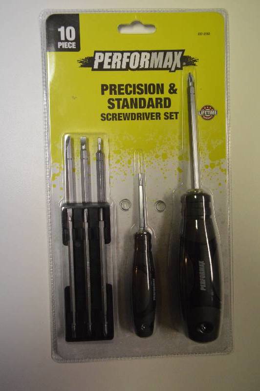 lot 1140 image: 10 pc Precision and Standard Screwdriver Set with Dual Sided Bits