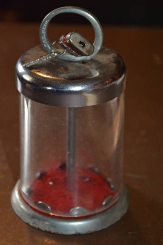 lot 1351 image: Glass Dome bank (lock & key untested)