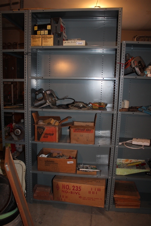 lot 1467 image: Metal Shelf - CONTENTS NOT INCLUDED - 36 by 12 by 84 tall - includes back panel and 2 sides